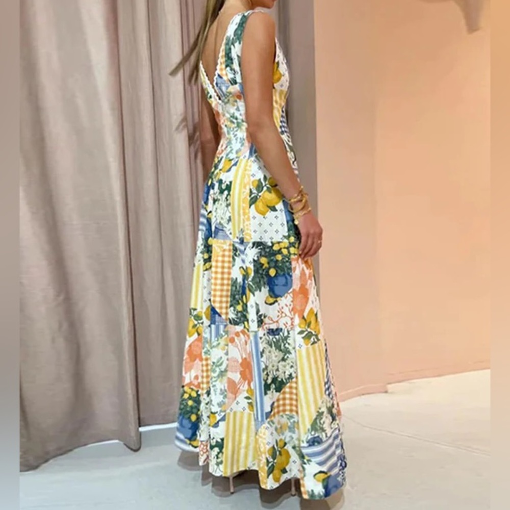 Amalfi Limicello Maxi Dress In All Over Print, A Line Maxi Dress - Picture 6 of 13